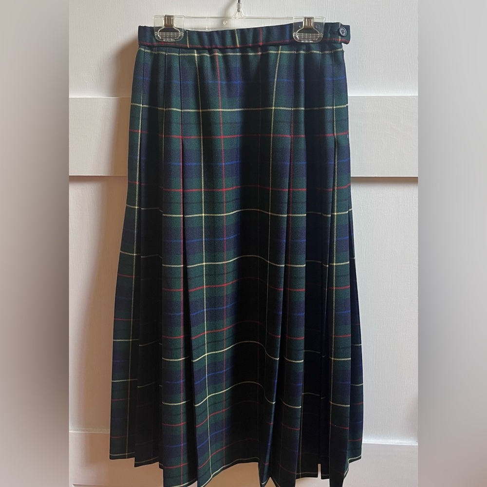 Pendleton Signature Tartan Blue and Green Wool Pleated Skirt